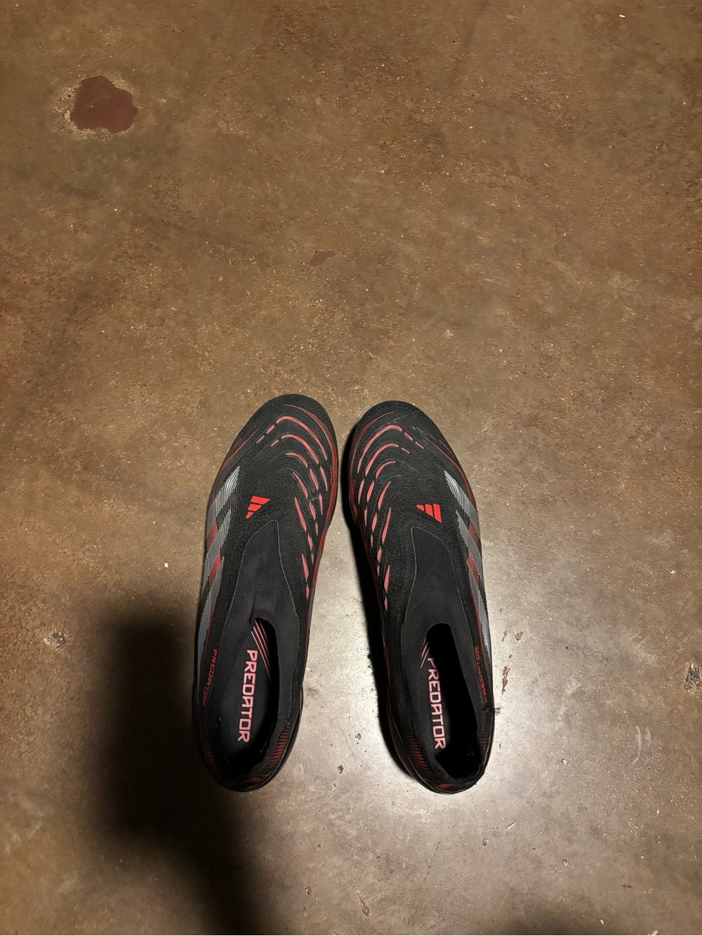 adidas Predator Laceless Men's Soccer Shoes in Black and Red - Picture 1 of 4